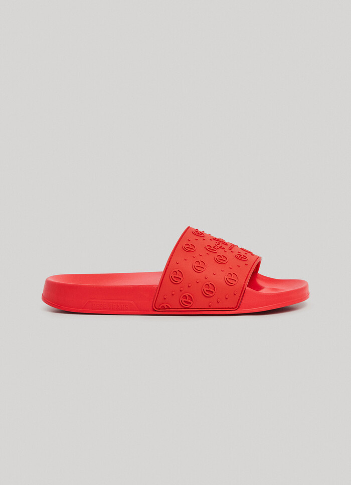 SLIDER BEACH SANDALS WITH ALL-OVER LOGO