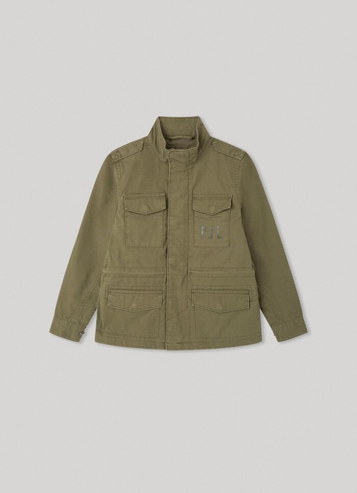COTTON FIELD JACKET WITH BACK GRAPHIC