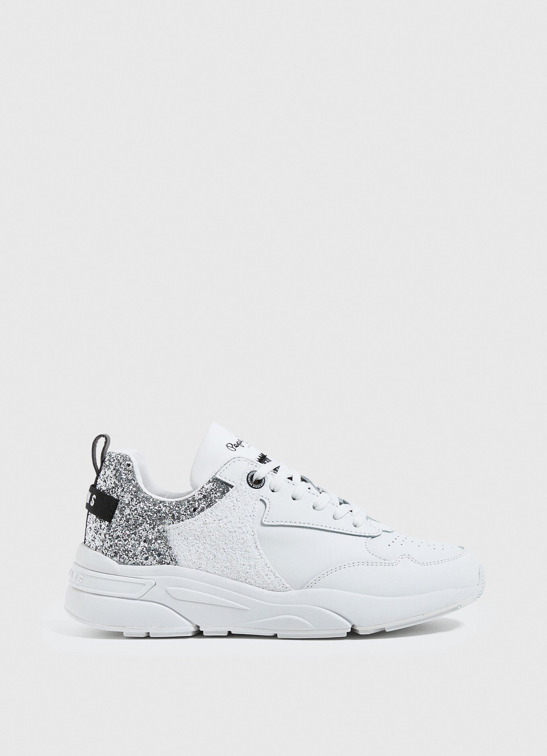 white sneakers glitter