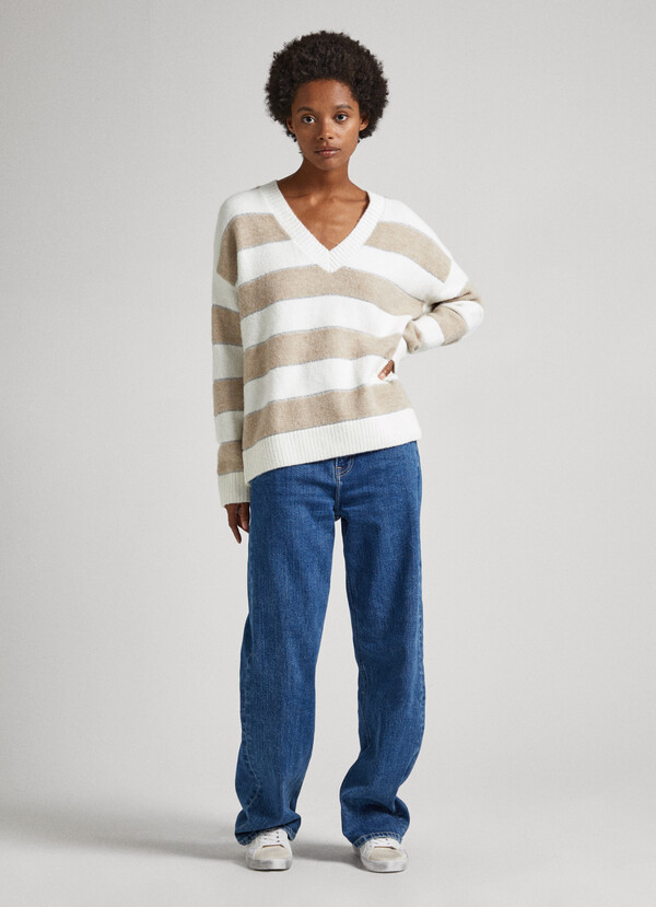 KNIT JUMPER WITH STRIPED PRINT