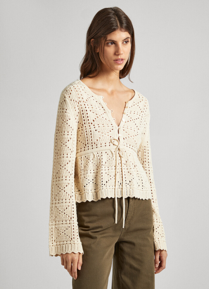 KNITTED TOP WITH OPENWORK DETAIL