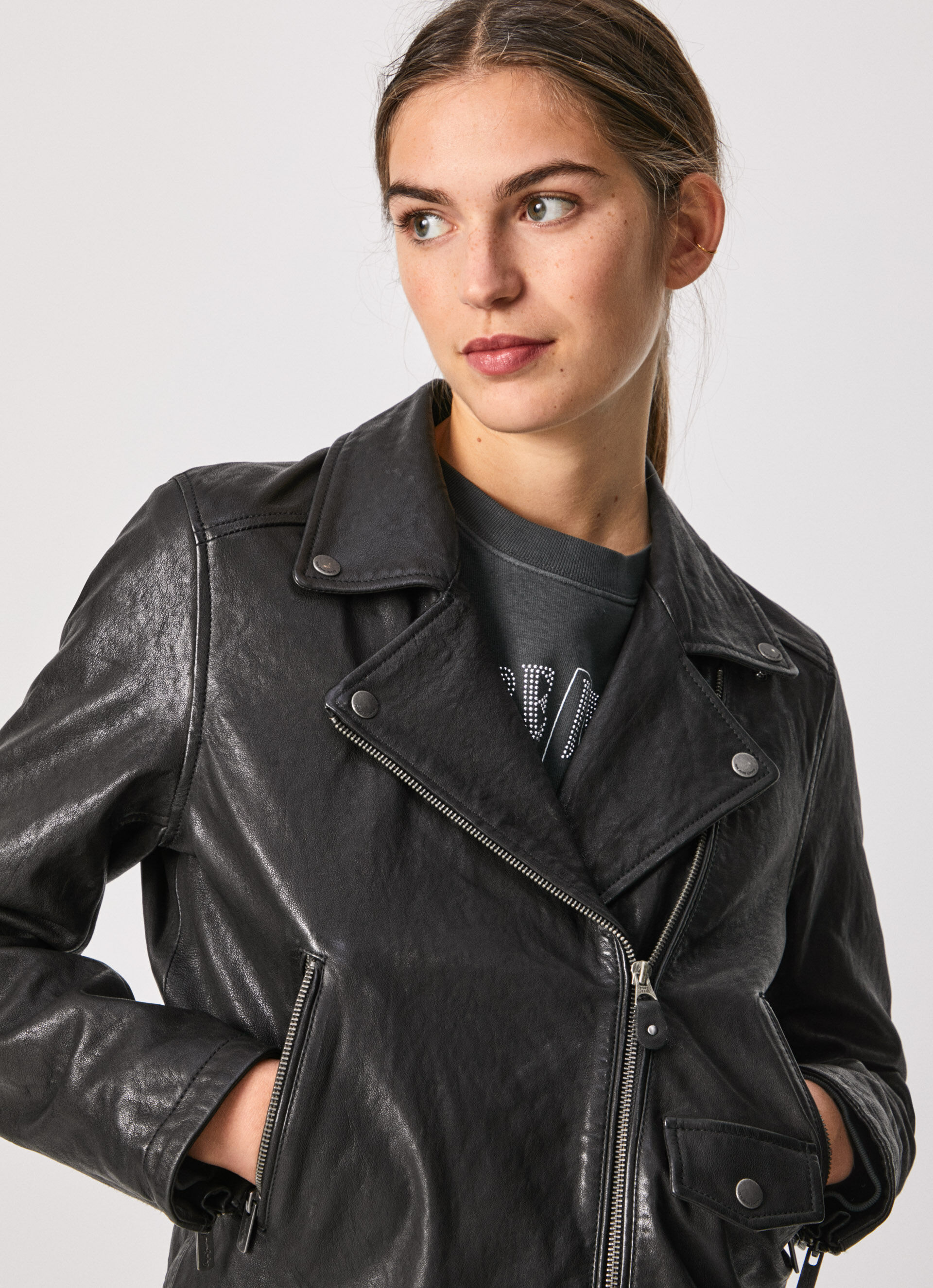 FIFY BIKER LEATHER JACKET | Pepe Jeans