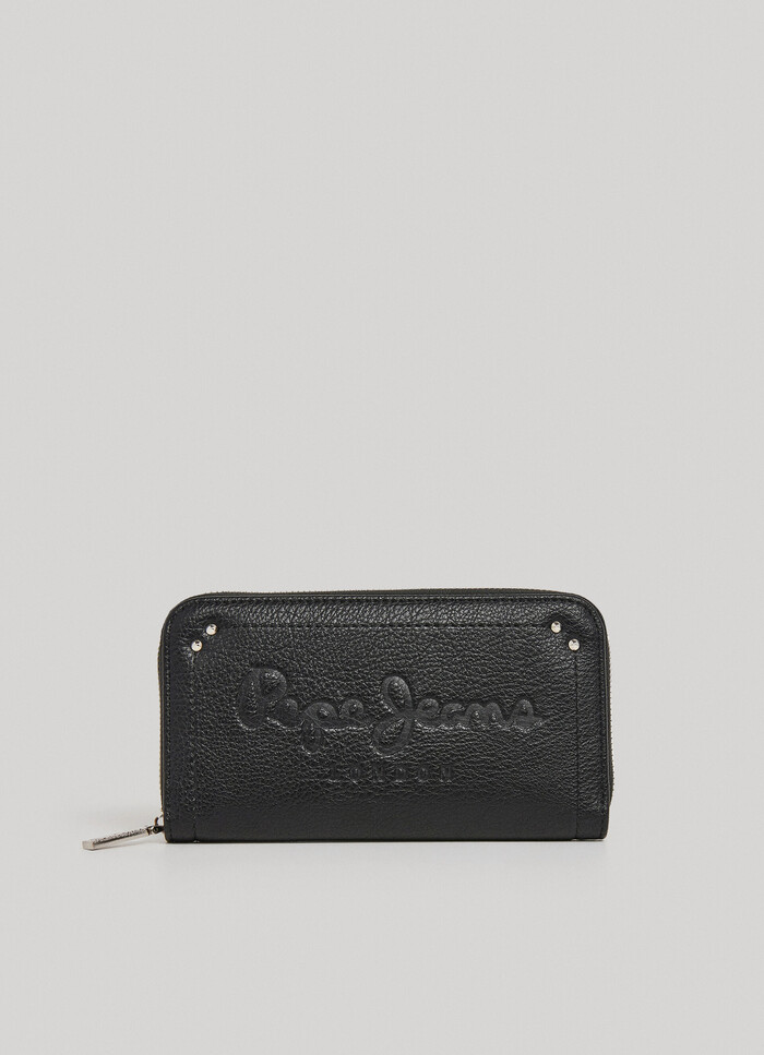 LEATHER EFFECT WALLET WITH ZIP CLOSURE