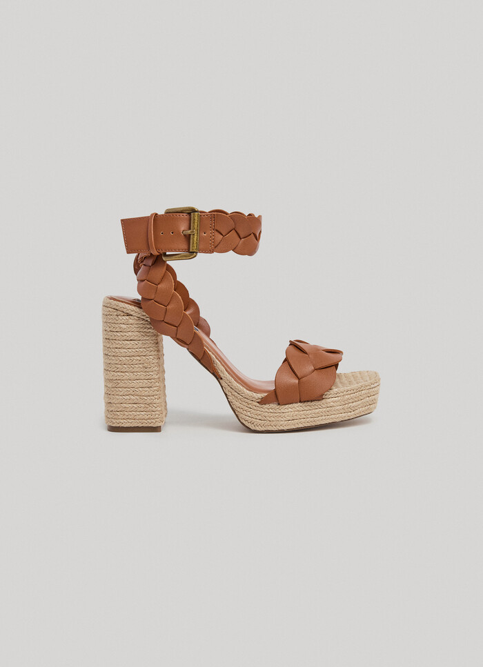 LEATHER EFFECT SANDALS WITH HIGH HEEL