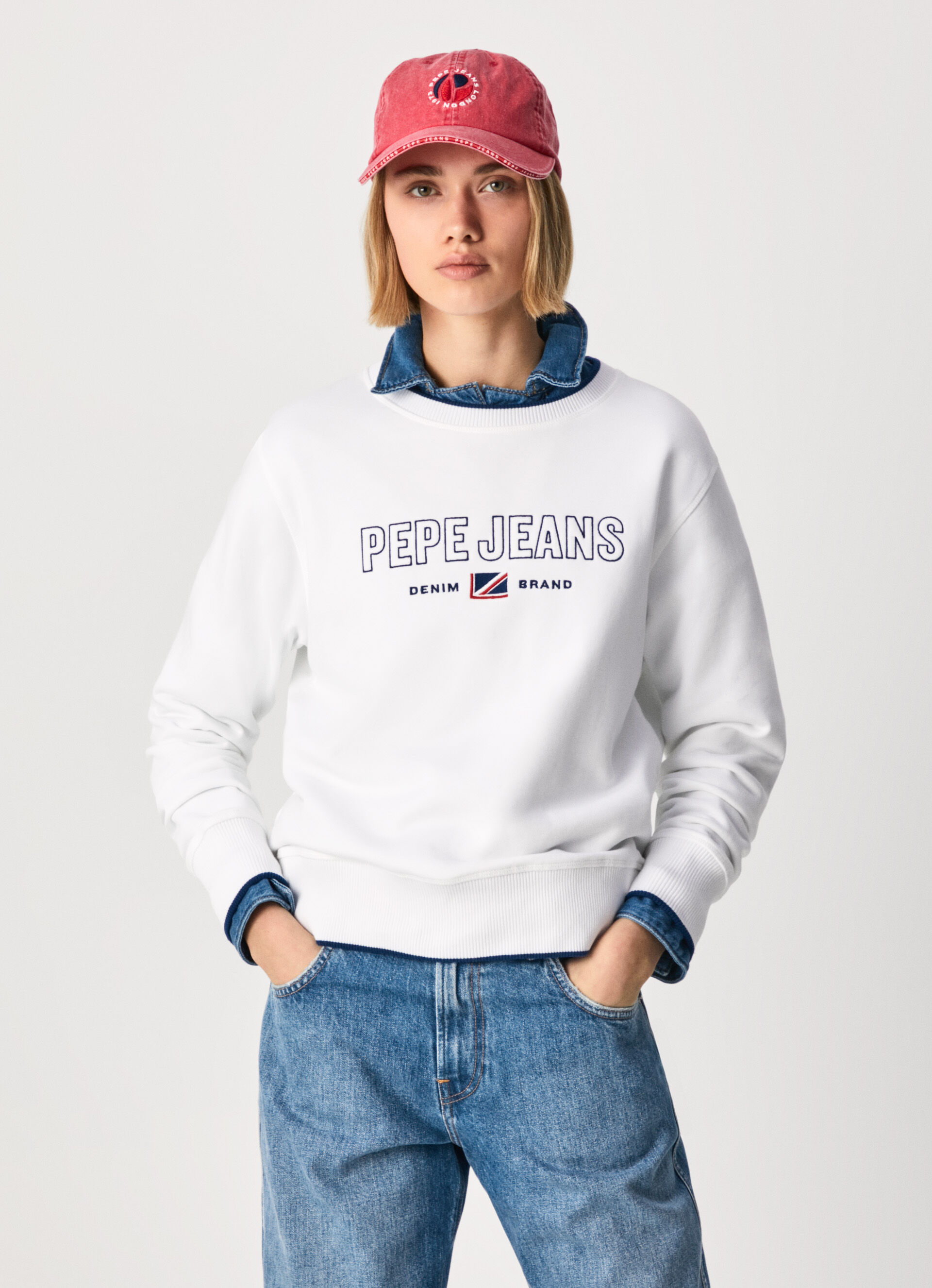 CHARLOTTE CREW EMBROIDERED LOGO SWEATSHIRT | Pepe Jeans