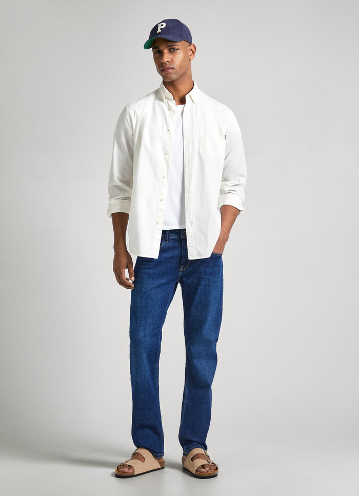 STRAIGHT FIT MID-RISE JEANS - CASH