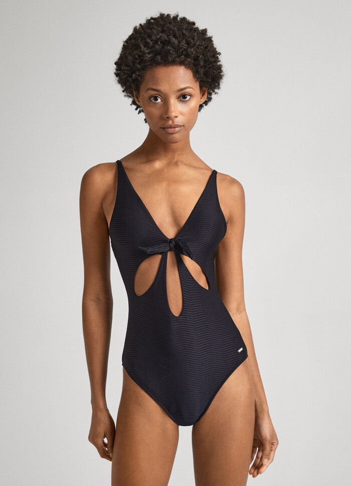 SWIMSUIT WITH KNOTTED BOW AT NECKLINE