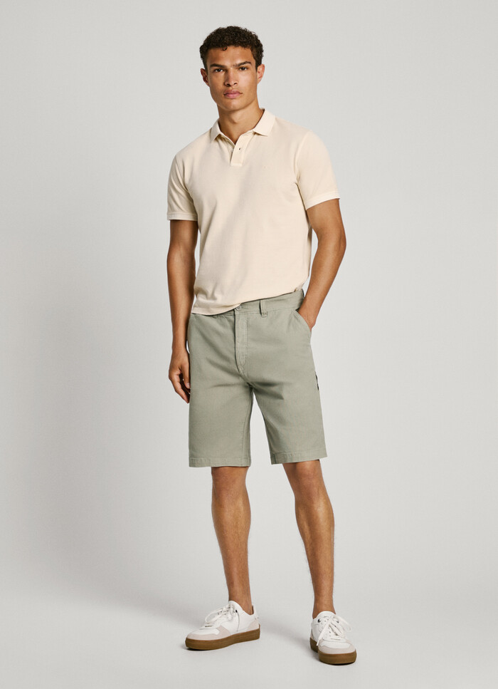 RELAXED FIT ELASTIC FABRIC SHORTS