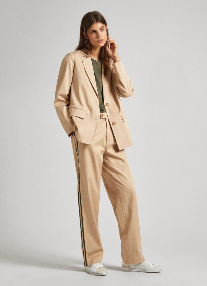 FLUID TROUSERS WITH DUAL SIDE STRIPE
