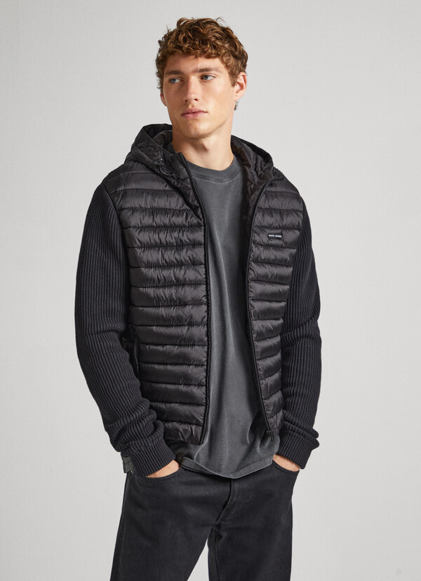 QUILTED KNIT JACKET WITH HOOD