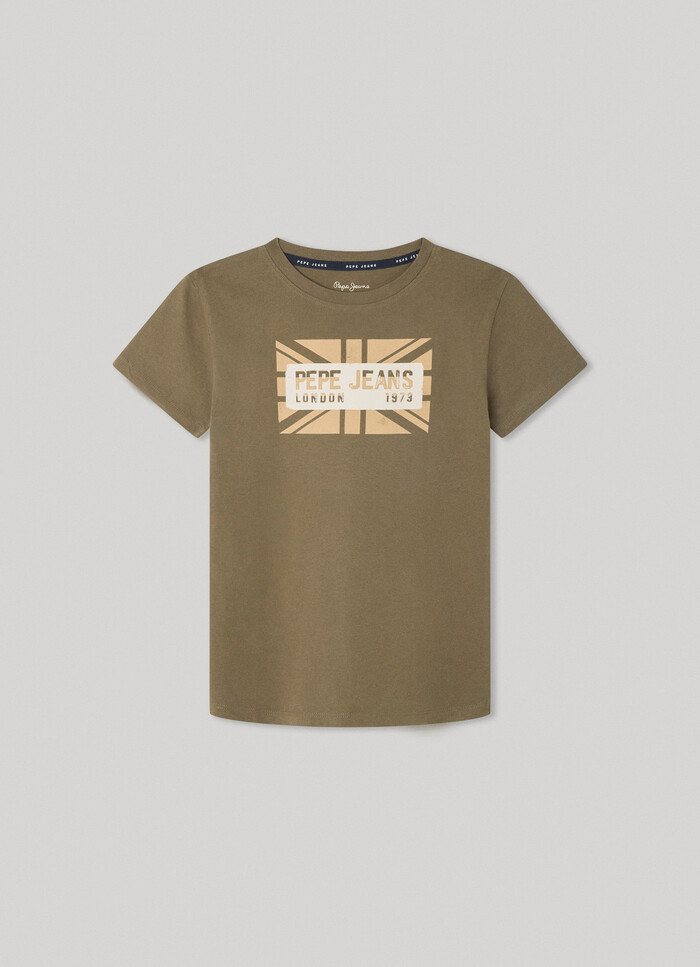 T-SHIRT WITH FLAG GRAPHIC LOGO