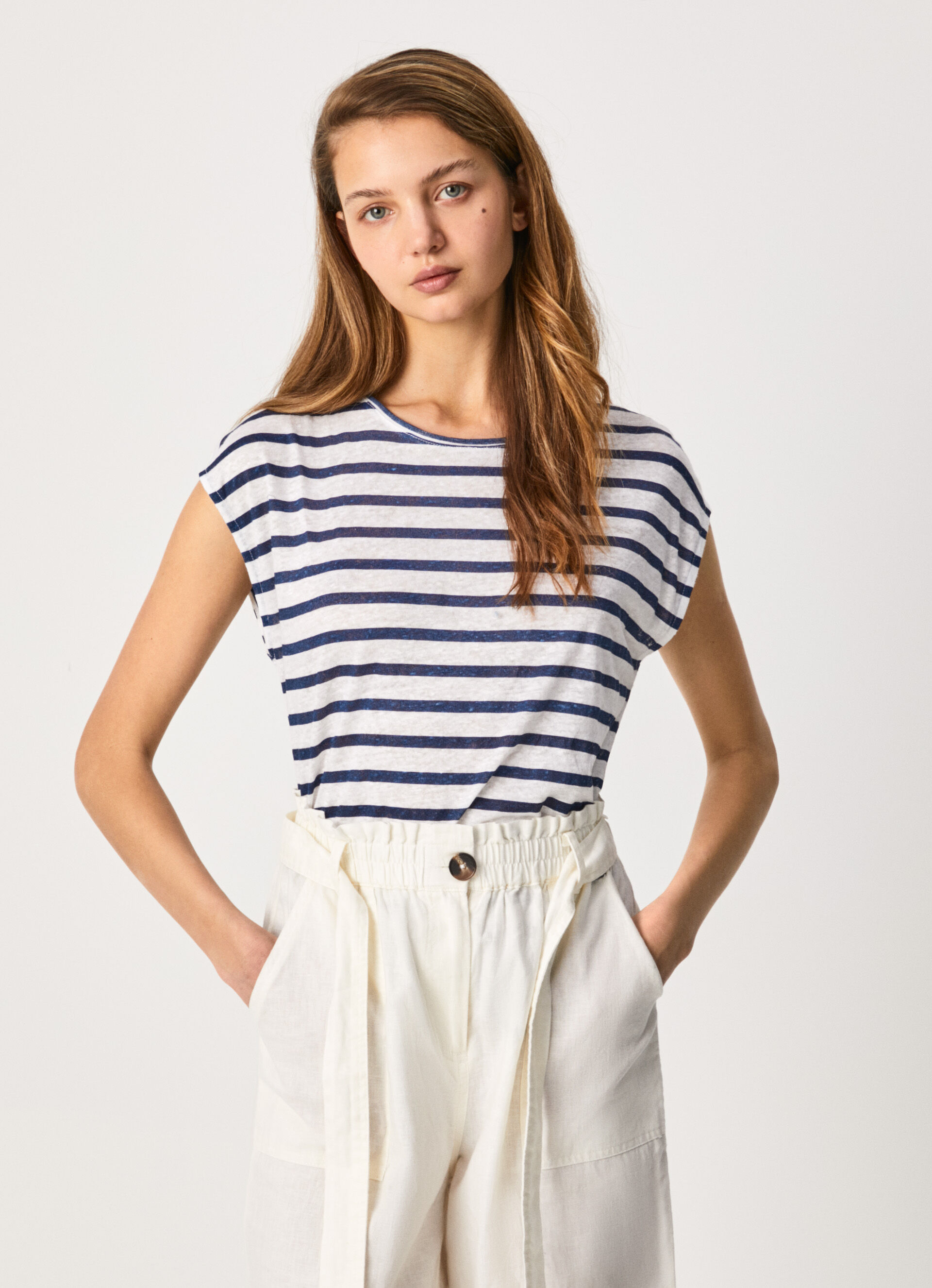 DENISE WORN OUT STRIPED T-SHIRT | Pepe 