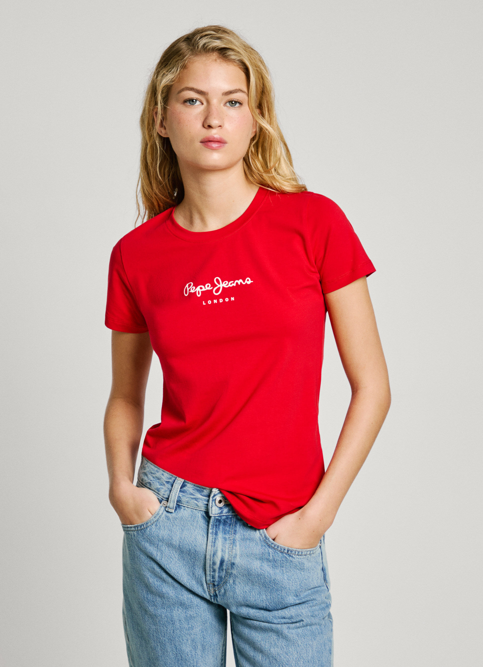 NEW VIRGINIA SS N BASIC T-SHIRT WITH LOGO | Pepe Jeans