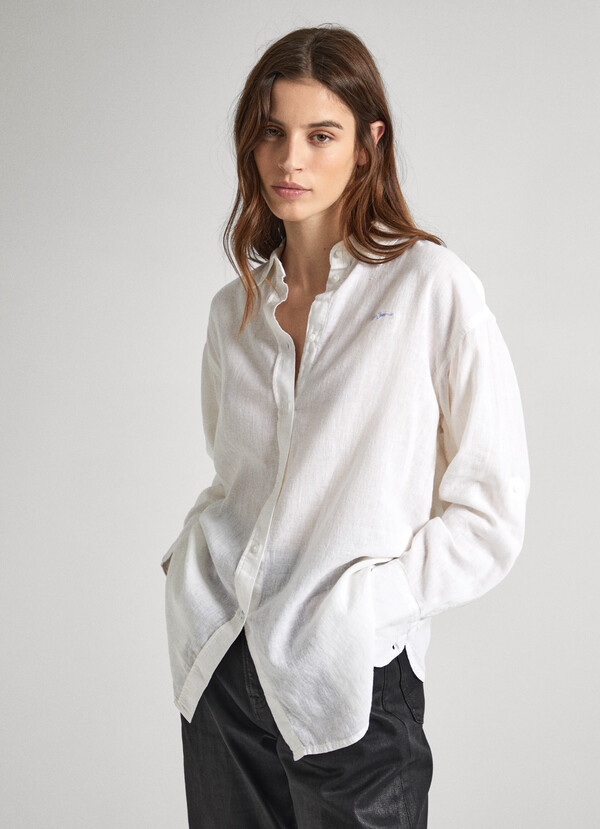 RELAXED FIT COTTON AND LINEN SHIRT