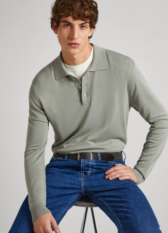 KNIT JUMPER WITH POLO NECK