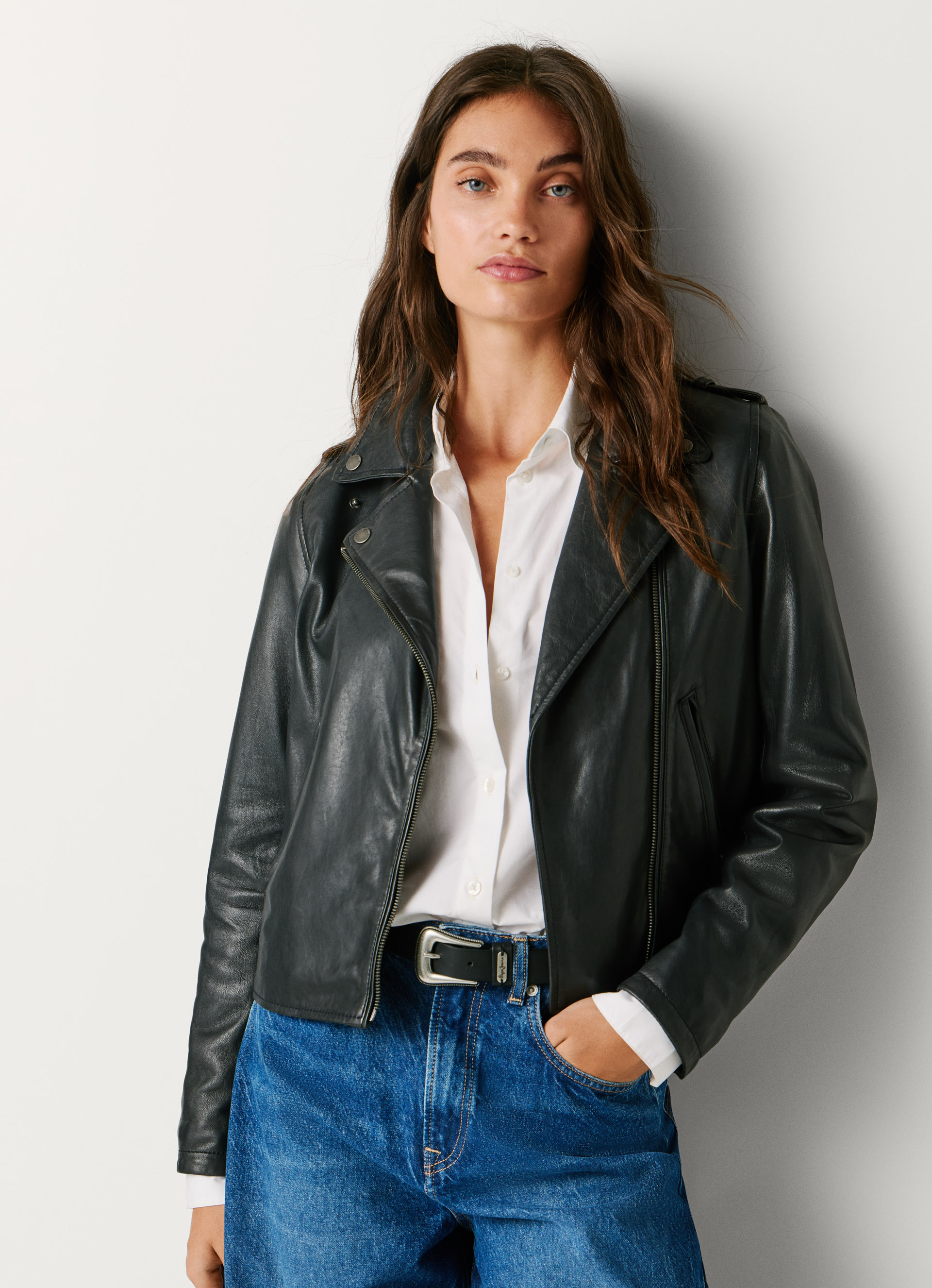 Pepe Jeans Woman Leather Jacket LEATHER BIKER JACKET PepeJeans