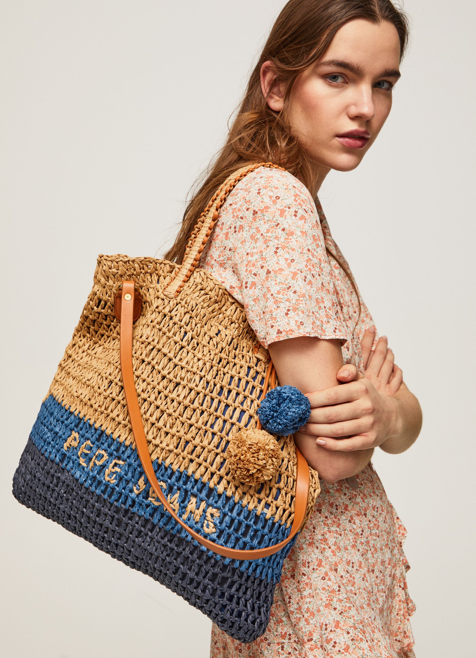 Woven Straw Tote Bag Pepe Jeans