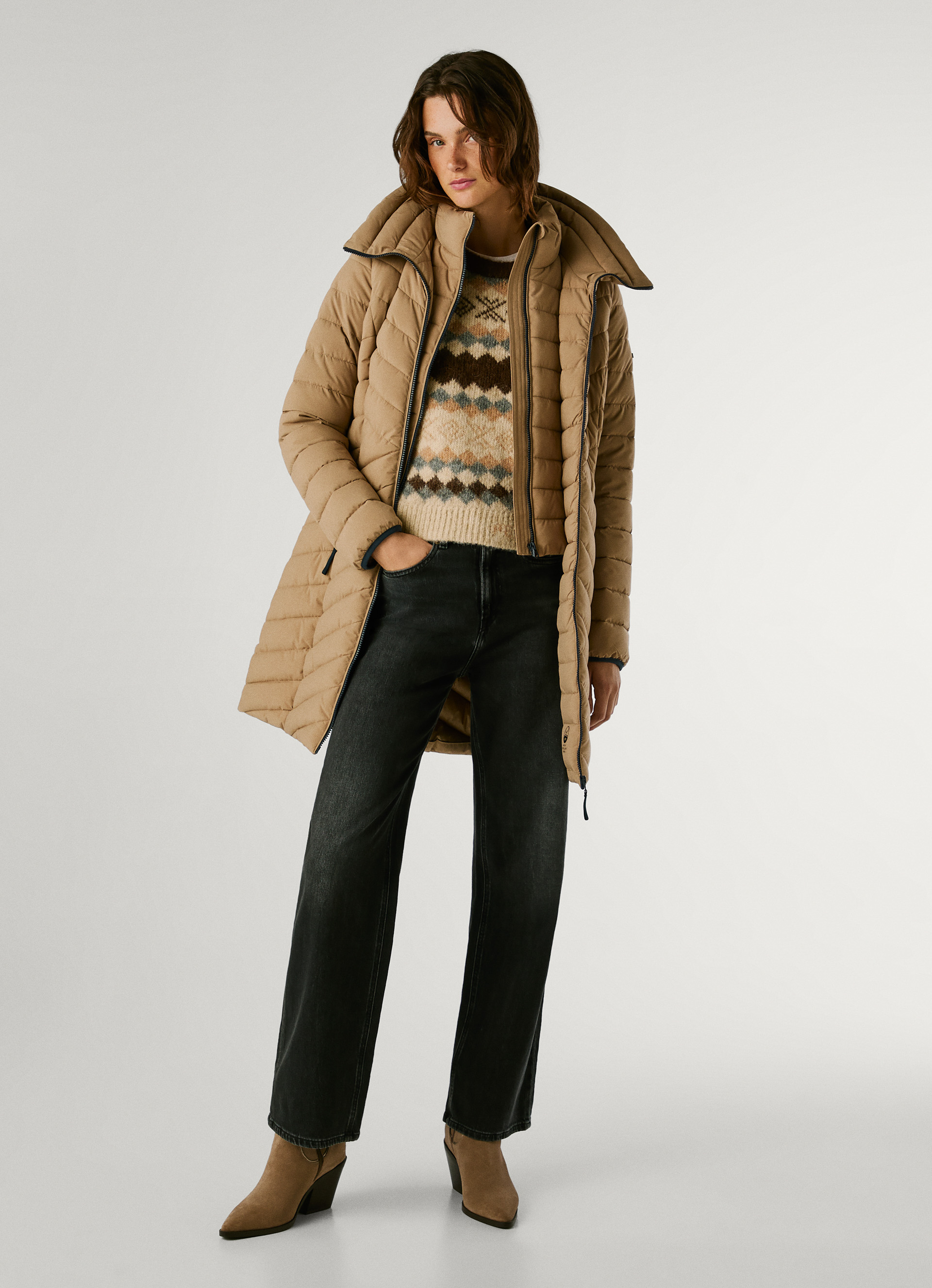 Pepe Jeans London Femme Doudoune Longue Imperméable